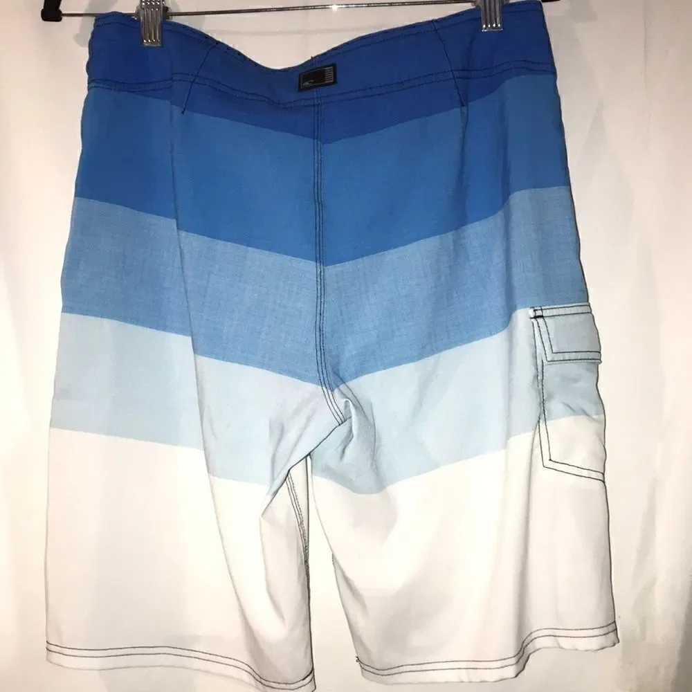 O'Neill‎ Men's Blue White Color Block Drawstrings Swim Shorts Size 30